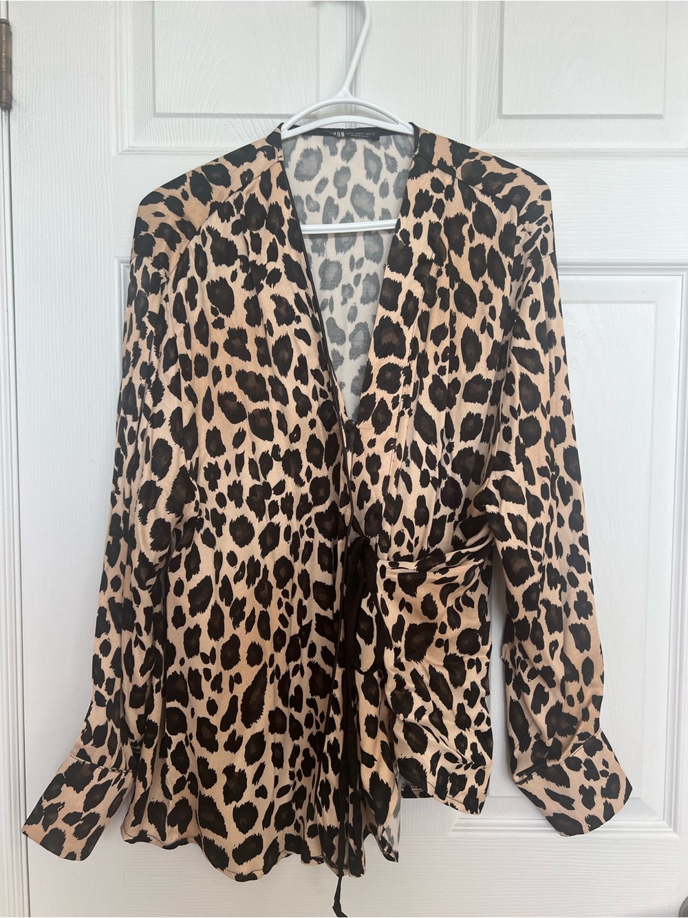 Revon Leopard Print Top in Cream and Gray